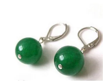 

100% Jade Earrings 10mm Green Multicolor Jadeite laboratory-created 925 Silver Hook Earrings