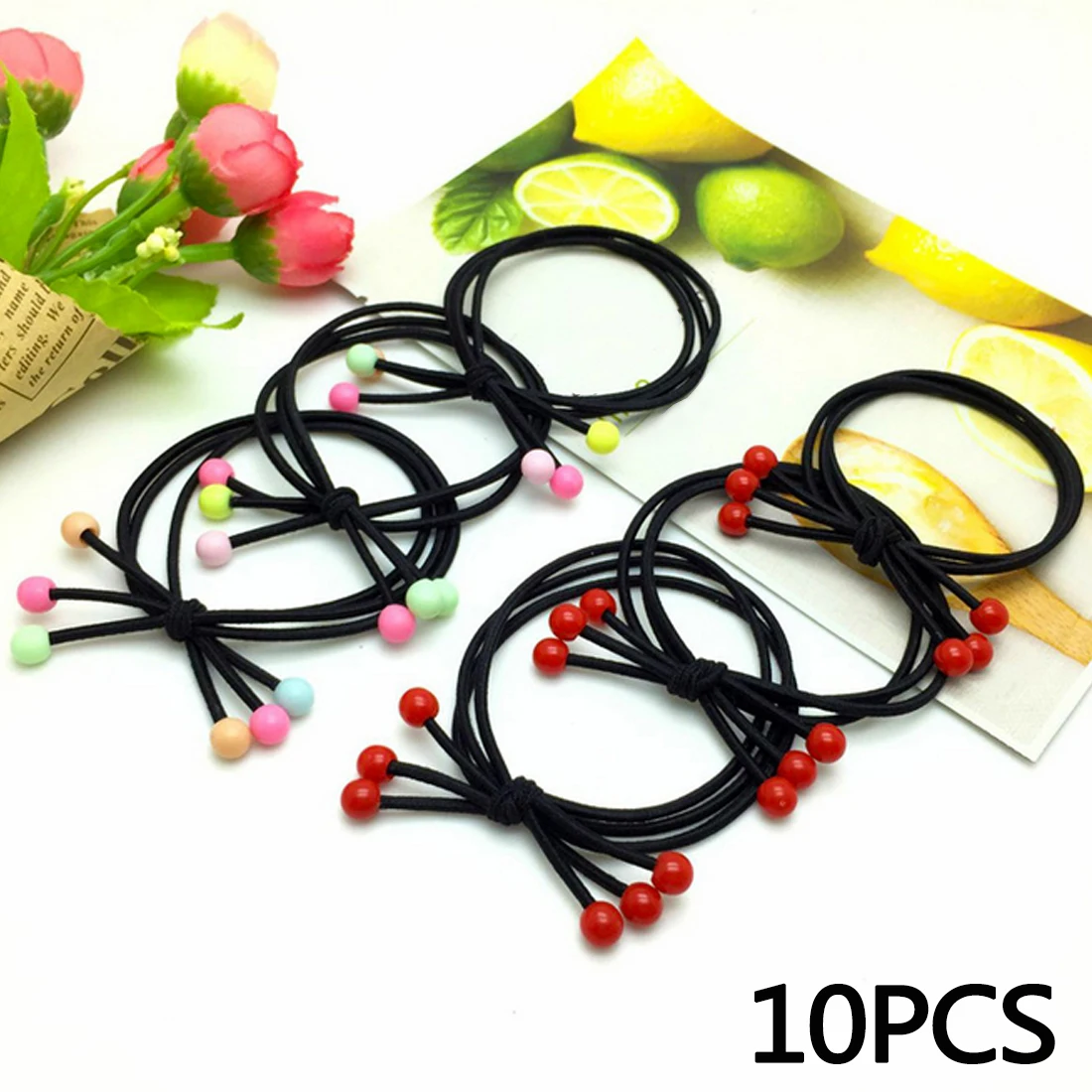 10pcs/lot Elastics Bead Rubber Bands Double Layers New Fashion Women