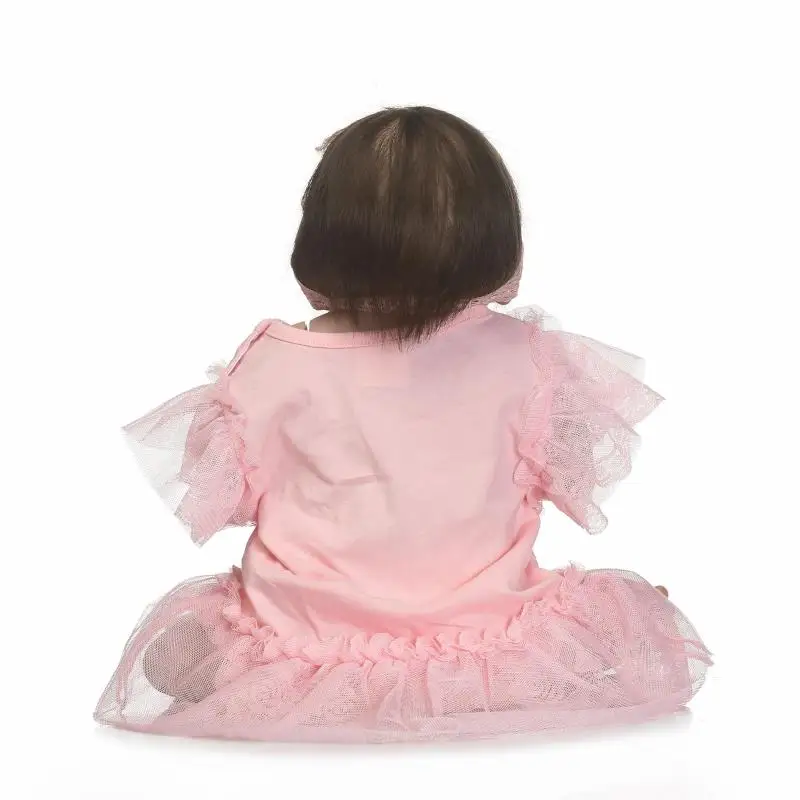 57 см npk полное тело силикон Bebe Reborn девушка куклы реалистичные новорожденных Menina игрушки в сладкий Розовое платье как подарок на день