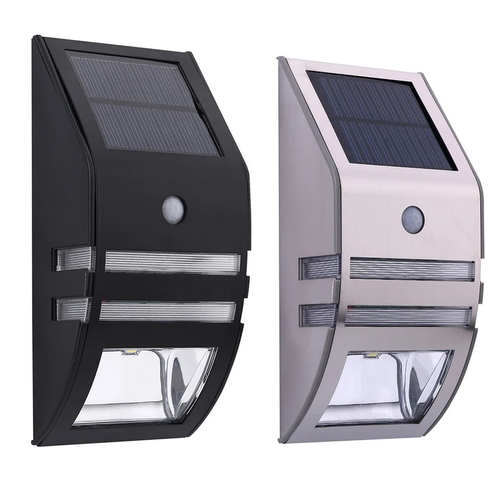 

2 LED PIR Motion Sensor Solar Powered Light Outdoor Garden led Landscape Yard Lawn Security Wall Lamp