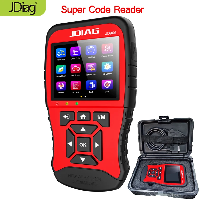 JDiag JD906 супер считыватель кодов OBD II и сканирование многоязычное меню считывание двигателя/эмиссионных кодов ошибок JD906 считыватель кодов
