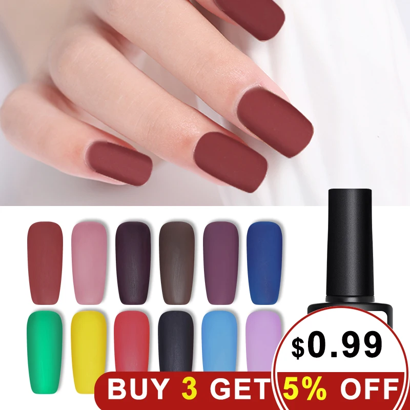 

LEMOOC 8ml Matte Color UV Gel Nail Polish Soak Off Nail Art Gel Varnish Manicure Vernis Semi Permanent Nail Gel UV Polish