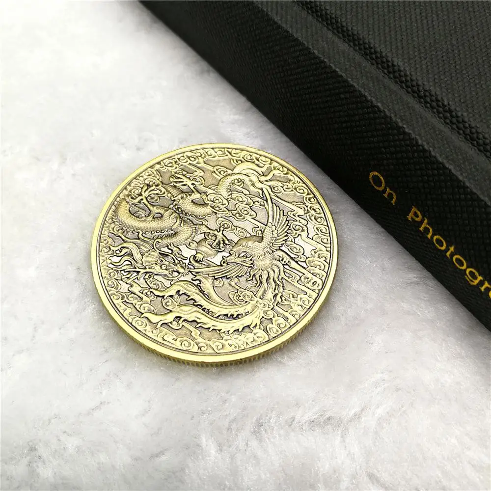 Традиционный китайский дракон и Феникс Монета Китай удача КОПИЯ монета Сувенир Коллекционные монеты