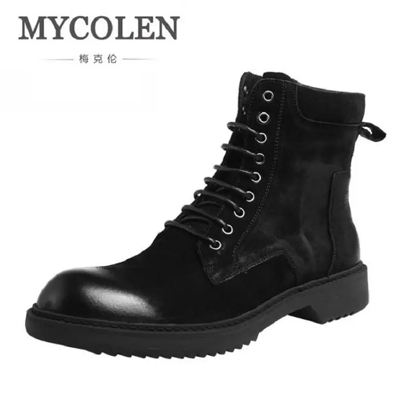 

MYCOLEN British Style Leather Men Shoes Brand Dr Boots Non-slip Military Ankle Boots Luxury Fashion Motorcycle Shoes