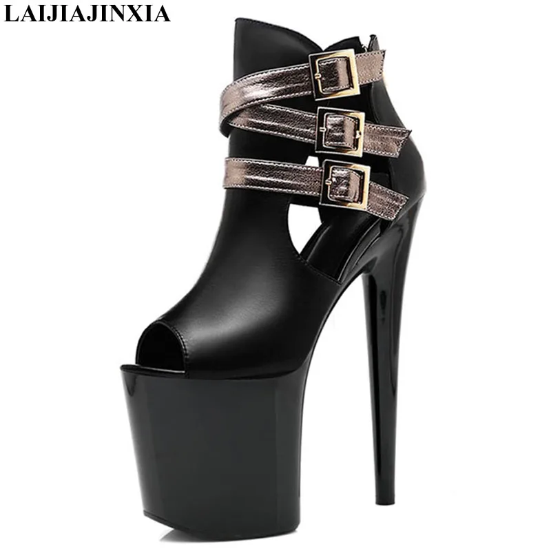 

LAIJIANJINXIA New Fashion Wild Flock Boots Women Boots 20CM High Heels Boots Women Shoes Fashion Boots Super High Heel Shoes