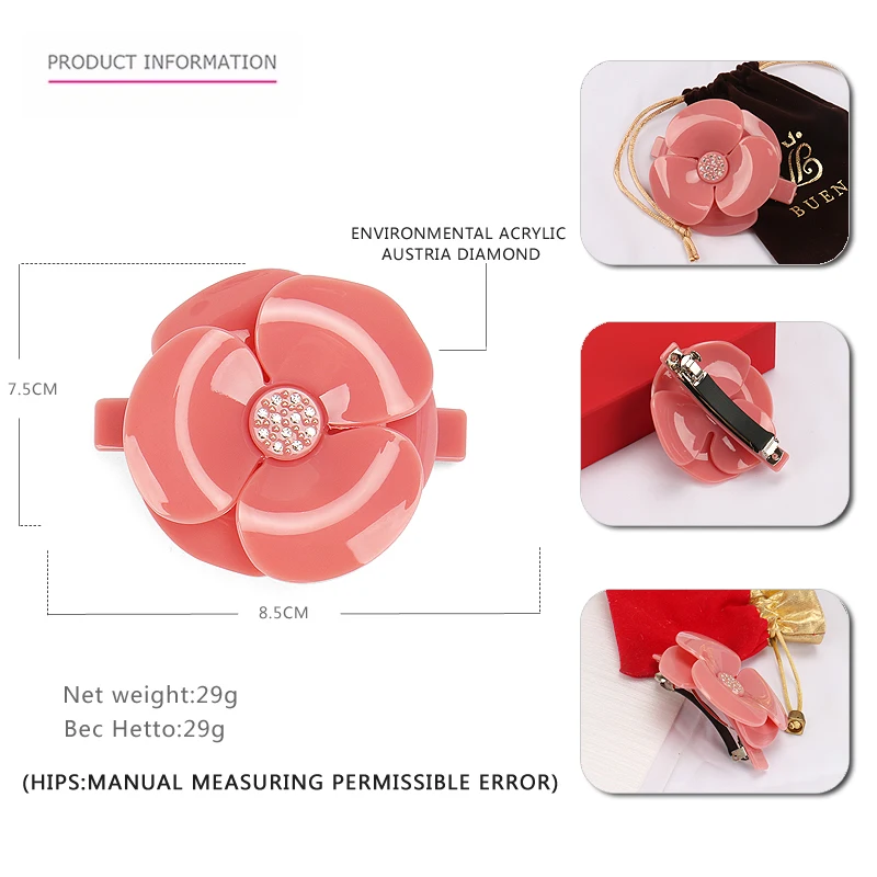 Заколки для волос с цветами в виде камелии, зажим, прозрачные стразы паве AS5076
