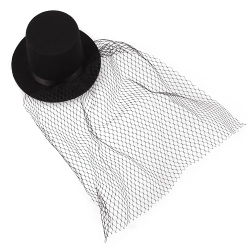 Новые черные мини топ шляпа вуаль зажимы вечерние партии Лолита косплэй нарядное платье