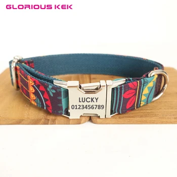 

Nylon Designer Dog Collars for Big Small Dogs Custom ID Vintage Tribal Pattern Soft Pet Padded Dog Collar Outdoor Travel Walking
