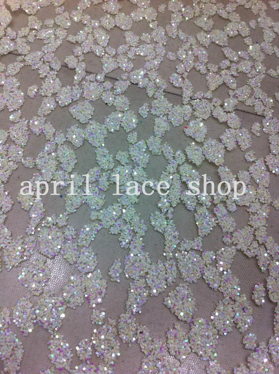 Buy shining colorful white mesh flower glitter lace