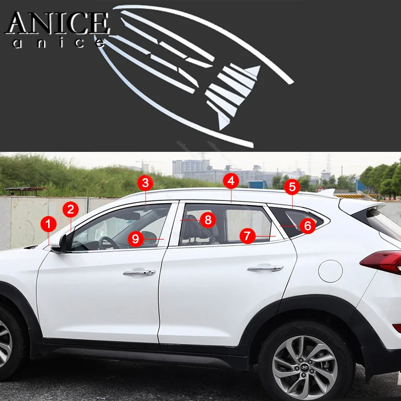 Stainless Window Door Around Sill Cover trim For Hyundai Tucson 2015-2019 |