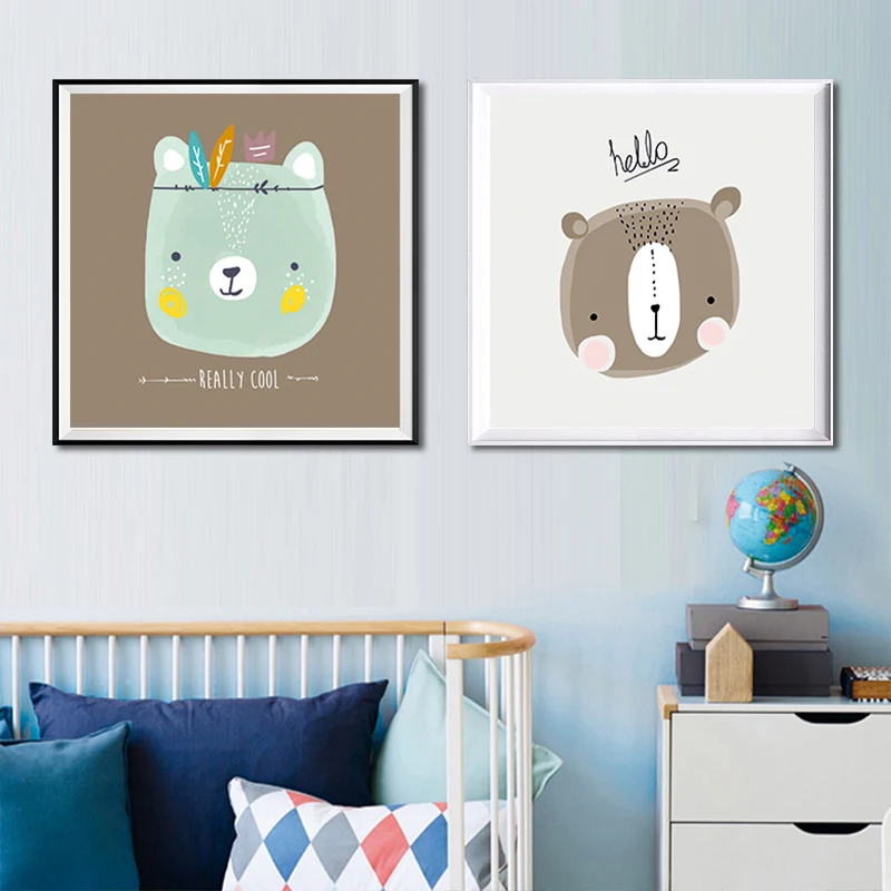 256 33 De Réductionmoderne Toile Art Imprimer Affiche Mur Photo Peinture Dessin Animé Animaux Mignon Lapin Ours Chat Lion Sans Cadre Enfants