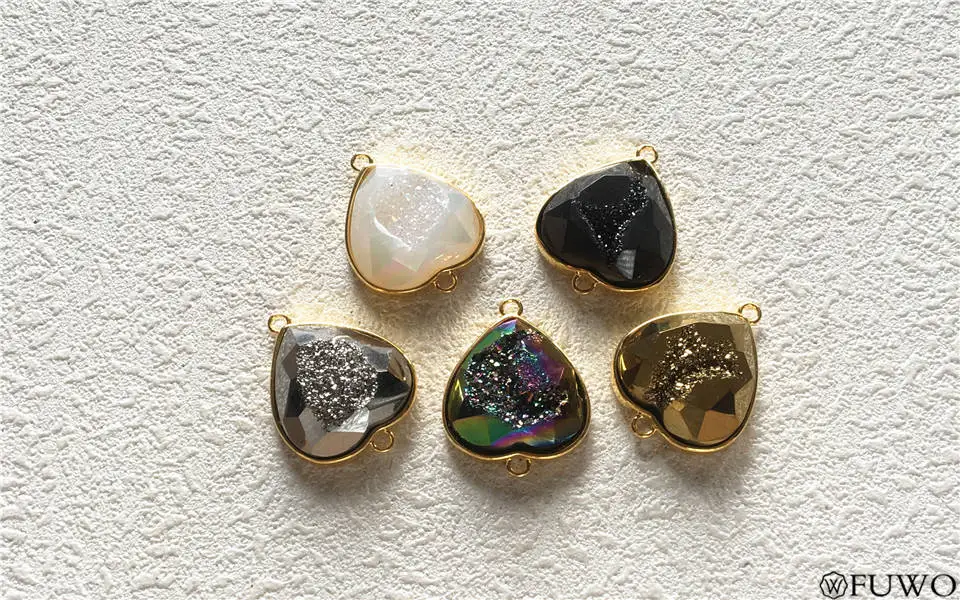 Natural Titanium Heart Druzy Pendant 9