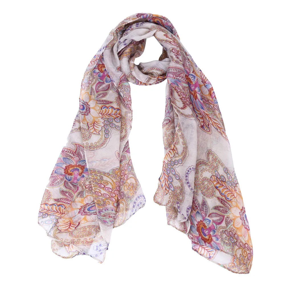 Хлопок белье шарф Для женщин с цветочным принтом винтажные шарфы платок дамы Обёрточная бумага Хиджаб Платки осень-зима глушитель Для