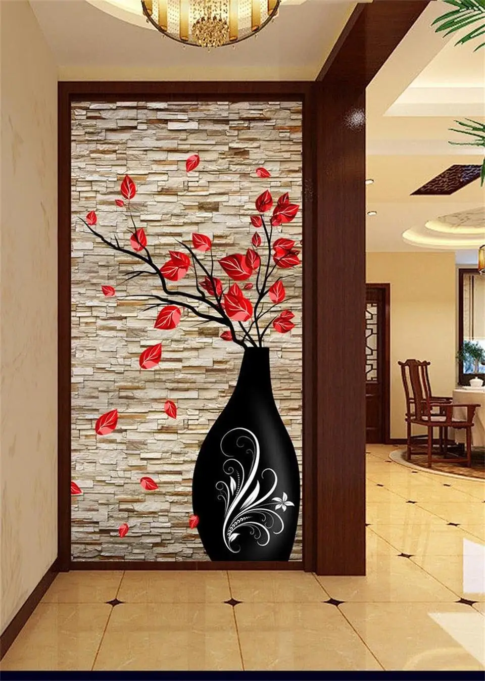 3d Foto Wallpaper Kustom Mural Ruang Teras Vas Bata Bunga 3d Lukisan 3d Foto Wallpaper Kustom Mural Ruang Teras Vas Bata Bunga 3d Lukisan