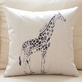 

Custom Made Cushion Cover Pillow Case Seat Lumbar Envelop for Sofa Linen Cotton 45*45cm 55*55cm Giraffe Blue