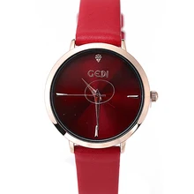 GEDI Mulheres Relógio de quartzo relógio de Pulso Elegante Relógios Retro Moda Senhoras Relógios de Quartzo Mulheres Relógio de Pulso de Couro Casual