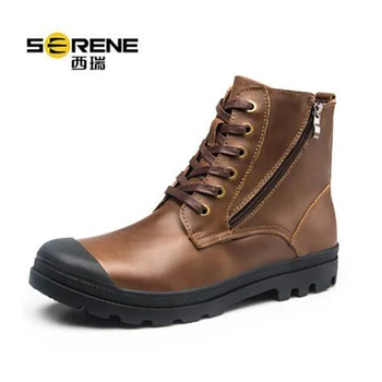 

Autumn Winter Round Toe Men's Boots Fall New Martin Shoes Genuine Leather Korean Outdoor Leisure Youth Fashion Work Black Shoes