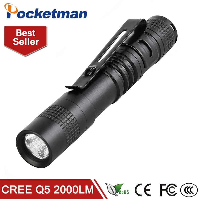 Portable Mini Penlight XPE-R5 LED Flashlight Torch Hugs by Pocket Light 1 Switch Modes Outdoor Camping for 1* AAA battery | Освещение