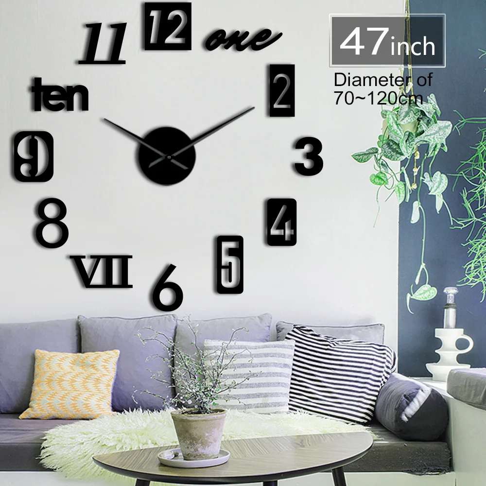 

Mixed Number Styles English Arabia Roman Numerals Modern Wall Clock Acrylic Mirror Effect Numbers Stickers DIY Giant Wall Art