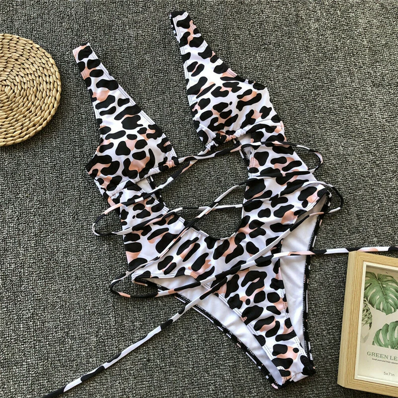 

Women One-Piece Swimsuit Snake Print Monokini Maillots de bain Swimwear Bandage Bathing suit Swimming Outdoor Beach Wear
