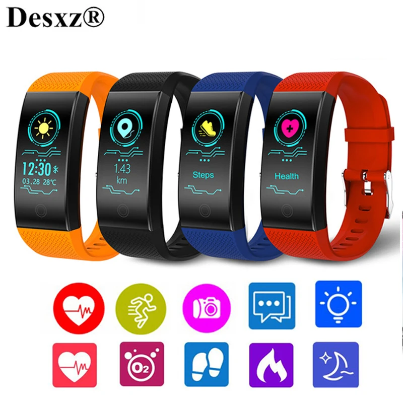 

Desxz Smart Bracelet Bluetooth Heart Rate Monitor IP68 Waterproof Color Screen Fitness Tracker Band Sports Wristband QW18