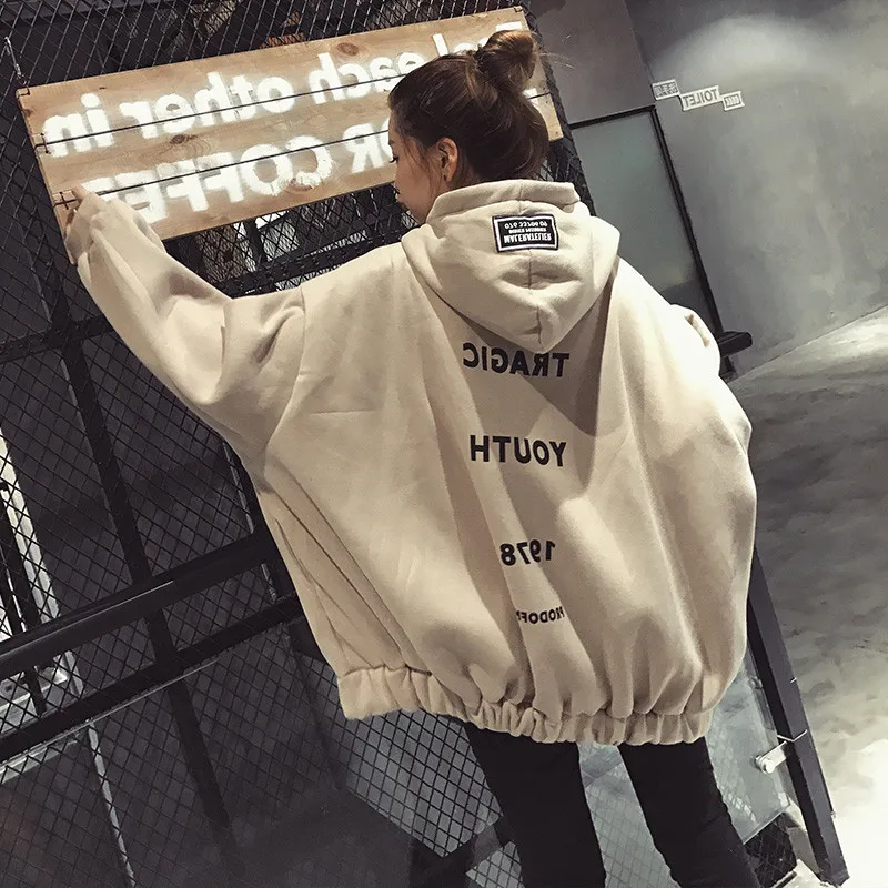 Aprilstarshines 安い 原宿特大レタープリントパーカー女性ルース余分な長袖 Bts Kpop 服かわ いいかわいいトレーナーとプルオーバー 通販 価格