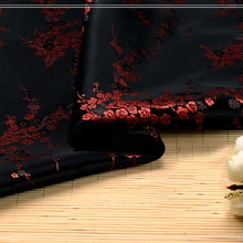 Высокое качество парча жаккард полиэстер черный фон красный цвет сливы ткань для лоскутных тканей Женское платье 100x90