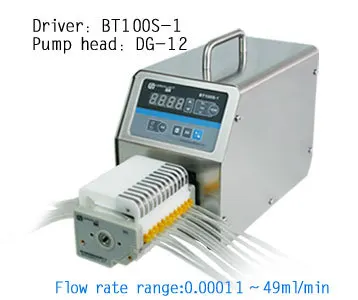 

BT100S-1 DG10-12(10 rollers) Variable Lab Industrial Low Flow Speed Dosing Peristaltic Pump Dosing Fluid 0.00011-20ml/min