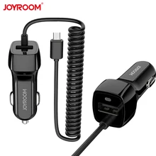 Joyroom Car Charger with USB Cable for iPhone iPad Micro Type-C USB-C 2.1a Fast Charge