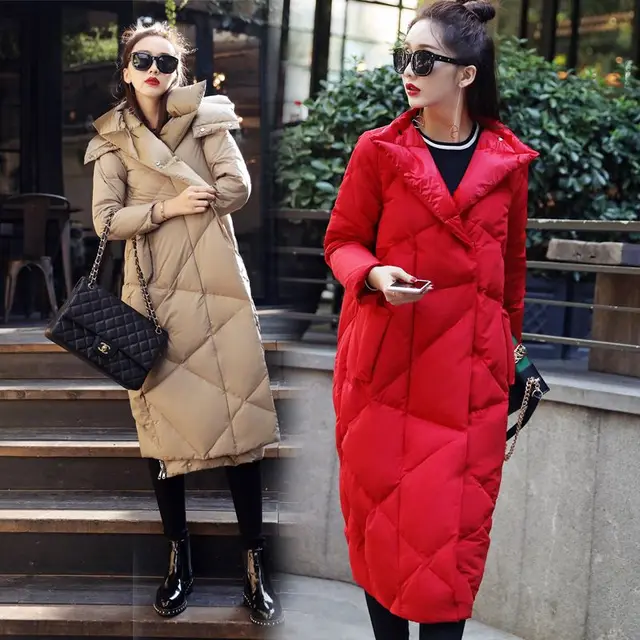 Cheap 2016 New Fashion Women Down Coat Slim Winter Coat Women's Long Coat Luxury Medium-Long Womens White Duck Down Jackets Parka 