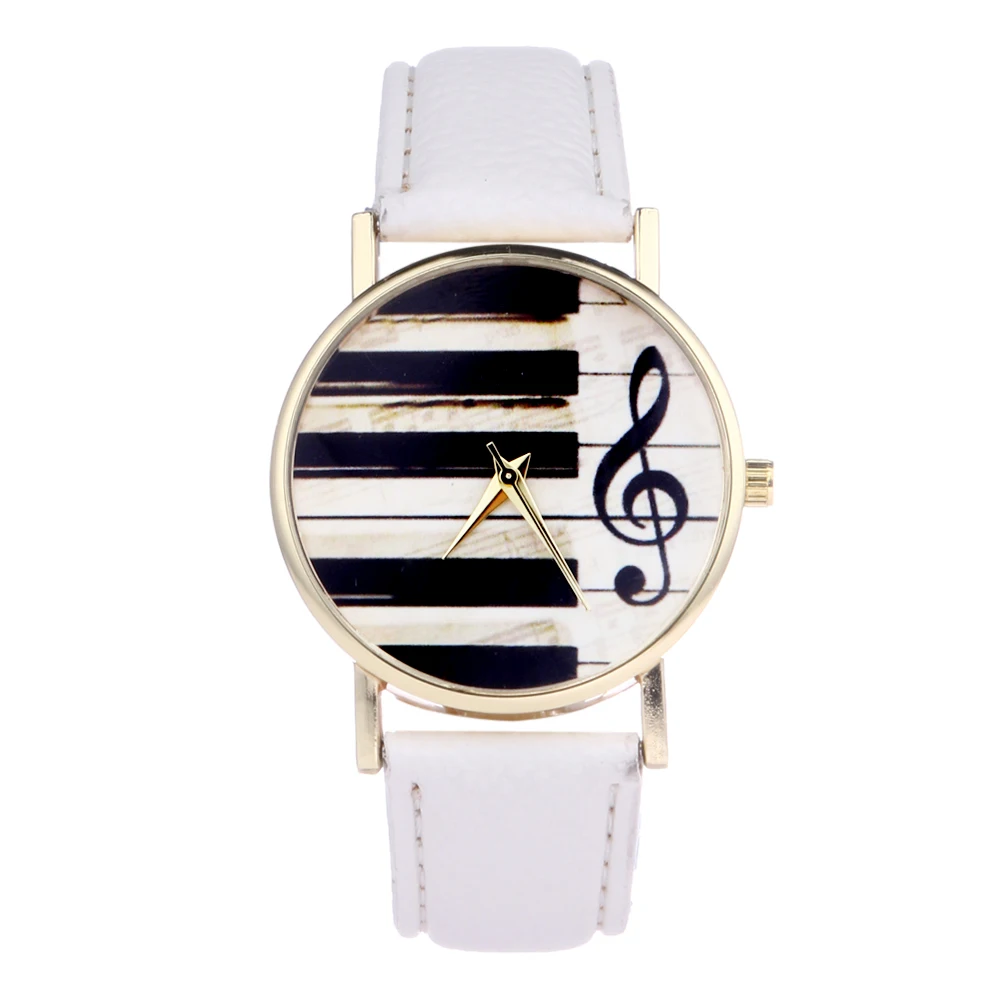 Модные женские часы фортепиано часы с клавиатурой музыкальные ноты часы леди кварцевые Кожаный ремешок браслет часы relogio feminino - Цвет: 01