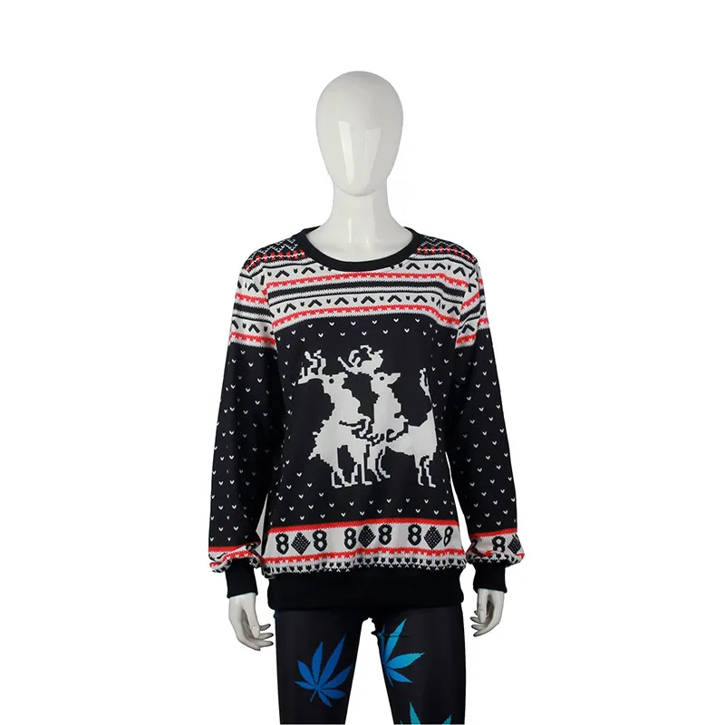  Unisex Men Women 2020 Ugly Christmas Sweatshirt Vacation Santa Elf Funny Christmas Fake Hair Jumper