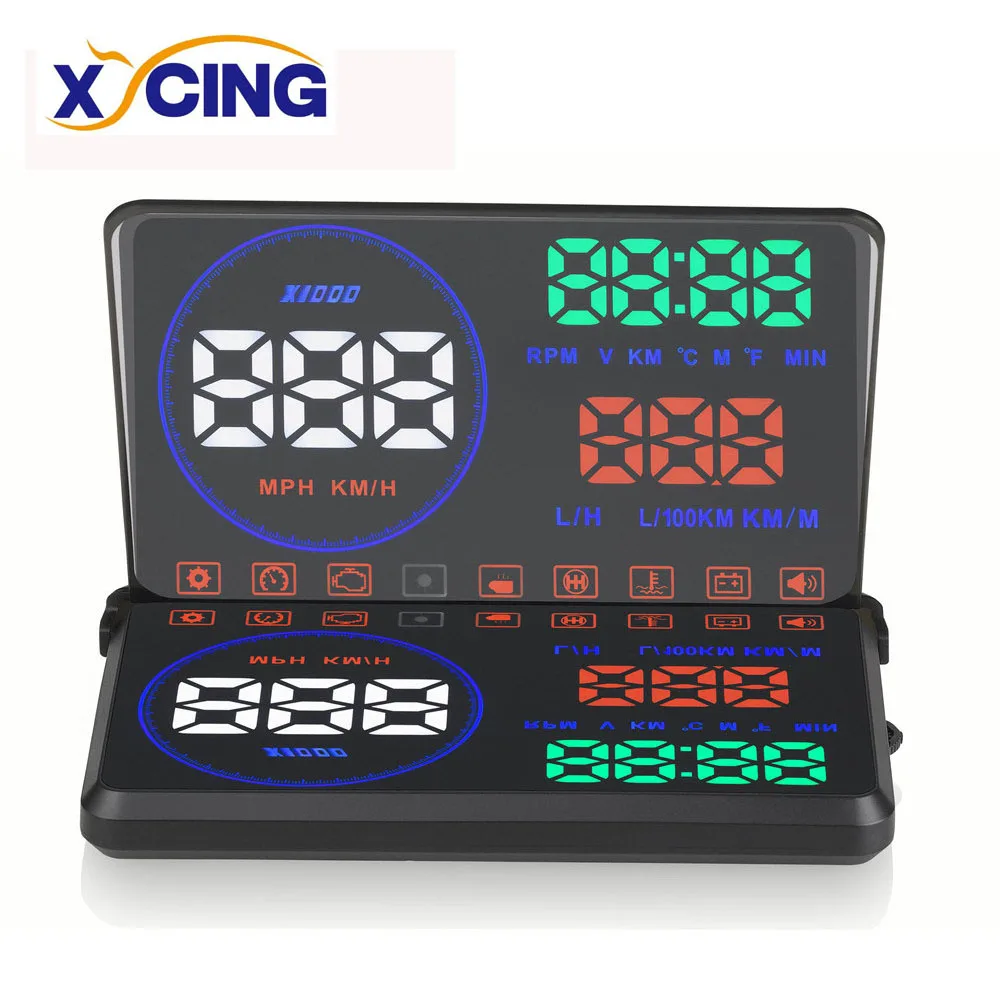 XYCING M9 Car HUD 5,5 palcový displej s čelním displejem čtečku kódů OBD2 Rychlost jízdy dat RPM spotřeba paliva se zobrazovací deskou