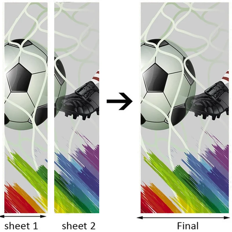 3D мультфильм Футбол дверь наклейка ПВХ самоклеющиеся водонепроницаемые обои дети спальня гостиная творческий DIY домашний Декор стикер