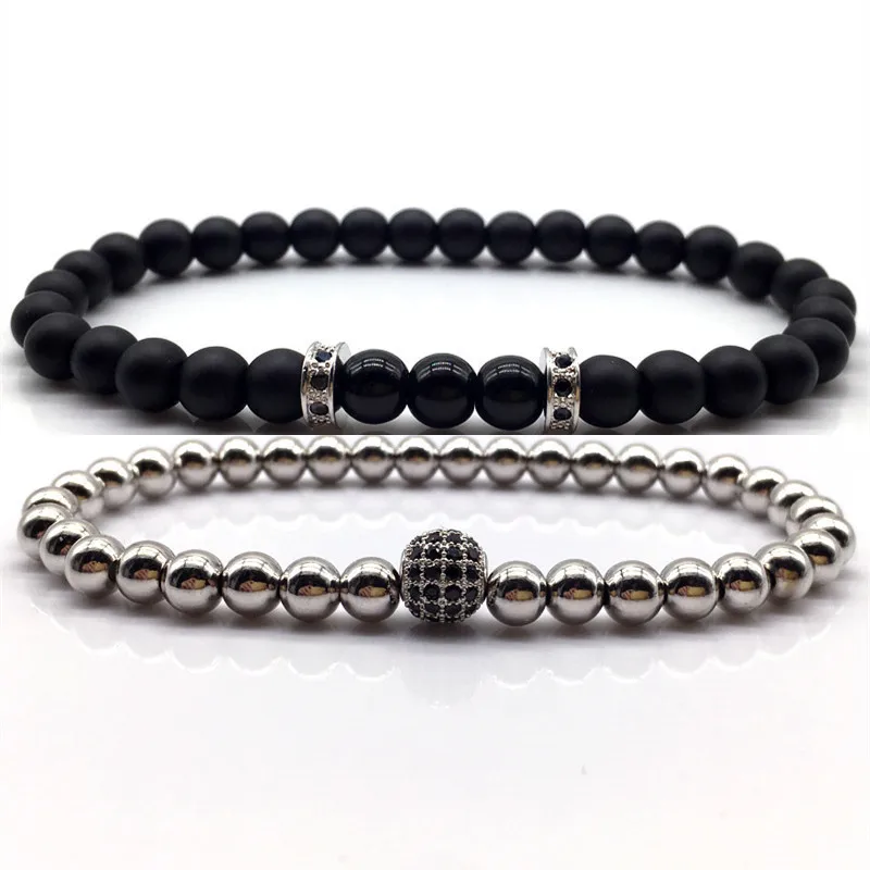 

2pcs/set 2019 New Fashion Beads Men Bracelets Simple Classic Stone Beads Charm Bracelet For Men Jewelry Gift