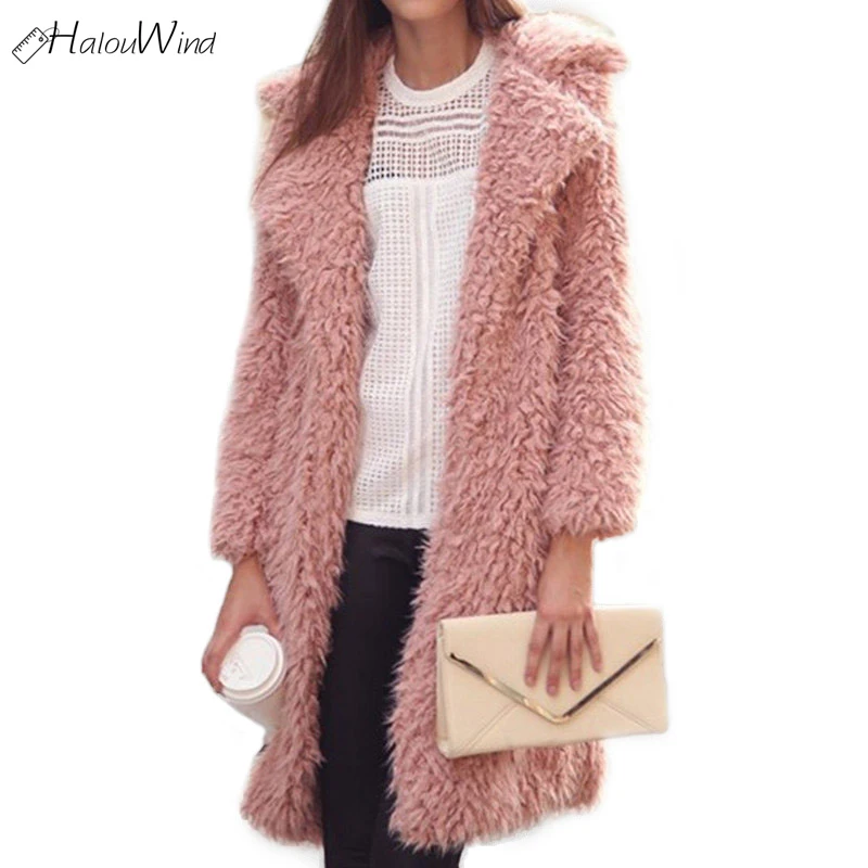 

2018 Winter Warm Faux Fur Teddy Coat Long Outerwear Women Oversized Fluffy Fur Jackets Chamarra Mujer Top Casaco Feminino Coats