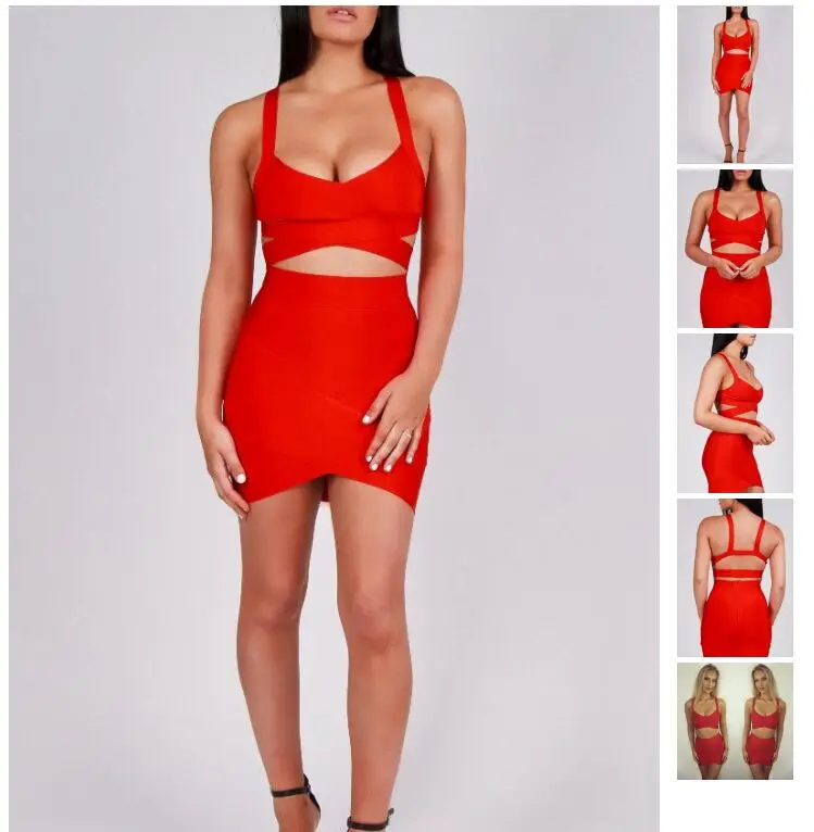 High Quality New Sexy Fashion Vest Dress Set Black Red HL Bandage Dress Wholesale Direct Loading Special Clearance INS STYLE
