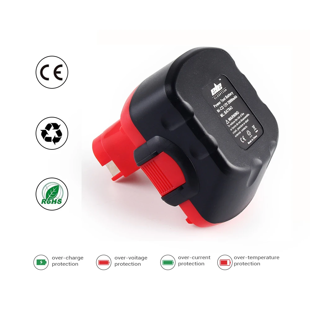 Power Tool Battery ELEOPTION 12V 3500mAh/2000mAh Ni-CD Battery for Bosch 12V Drill PSR 12 GSR 12 VE-2,GSB VE-2,PSB VE-2, BAT043 BAT045 BTA120