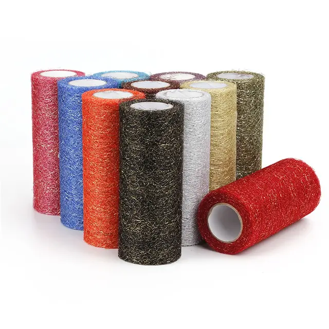 10 Yds Gold Wire Tulle Roll Spool Organza Fabric Diy Baby Shower