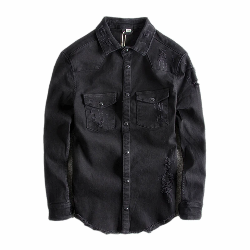 Japanse Harajuku Vintage Ripped Black Denim Jas voor Mannen Urban Jongens Streetwear Hiphop Verontruste Zwart Jean Jas Plus Size Japanse Harajuku Vintage Ripped Black Denim Jas voor Mannen Urban Jongens Streetwear Hiphop Verontruste Zwart Jean Jas Plus Size