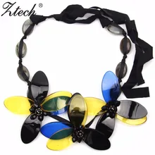 2016 marca de lujo de colores flor de la resina collar de cadena colgantes collares declaración rhinestone choker collar babero de tela