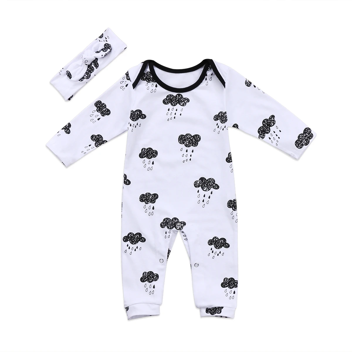 Newborn Baby Cloud Clothing 2Pcs Infant Girl long sleeve Cotton Romper