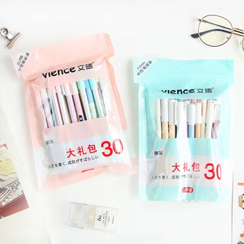 

30 PCS Gel Pen Bag Set Kawaii Candy Color Stationery Various Korea Office Supplies Pens Birthday Gift Writing Pen Black Ink Pens