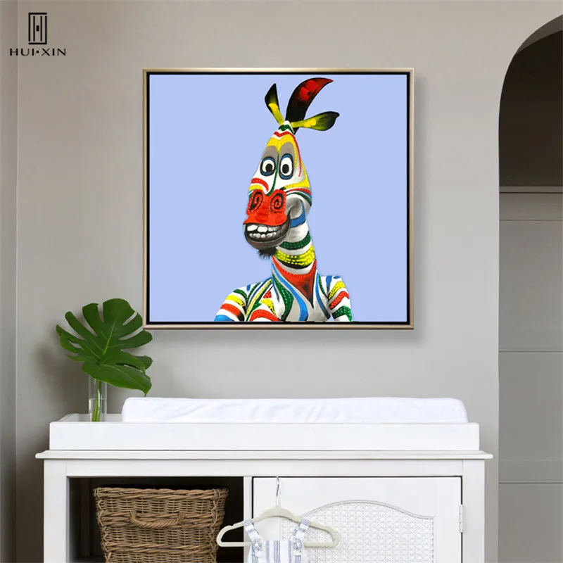 Animation comic unique creative  Intense Colors Animal combination canvas printing poster for children's home wall decor