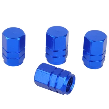 

JX-LCLYL 4pcs Universal Aluminum Car Wheel Tire Tyre Valve Air Stem Cap Cover Blue