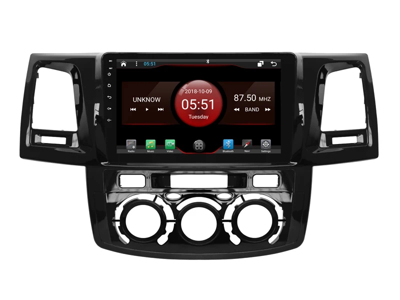 Best Elanmey android 8.1 car radio for toyota Hilux 2012 Manual AC car accessories DSP device Gps Navi multimedia bluetooth camera 2