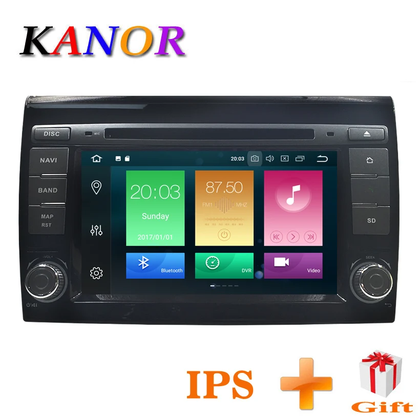

KANOR Car Multimedia player Android 8.0 GPS 2 Din Car Autoradio For Fiat Bravo 2007 2008 2009 2010 2011 2012 CANBUS 4 GB RAM FM