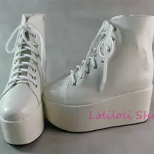Обувь в стиле панк; большие туфли; специальная обувь на заказ; обувь на толстой белой подошве; Яркая обувь на высокой шнуровке; an1381-1 на платформе под заказ