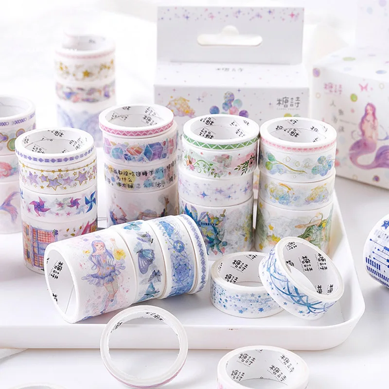 

8Pcs Kawaii Cherry Masking Tape Cute Mermaid Washi Tape Decorative Adhesive Tape For Kids DIY Scrapbooking Diary Photos Albums