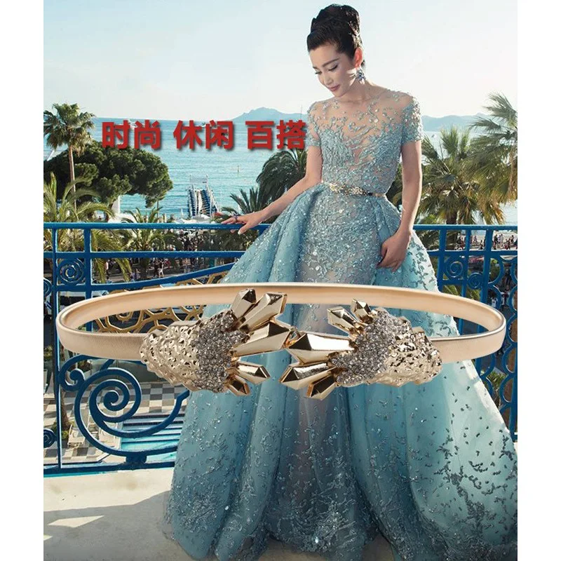 

Women Belt Female Belt Slim For Women Angel wings Design Clasp Front Stretch Metal Waist Elastic belt Ceinture Belt Present gg